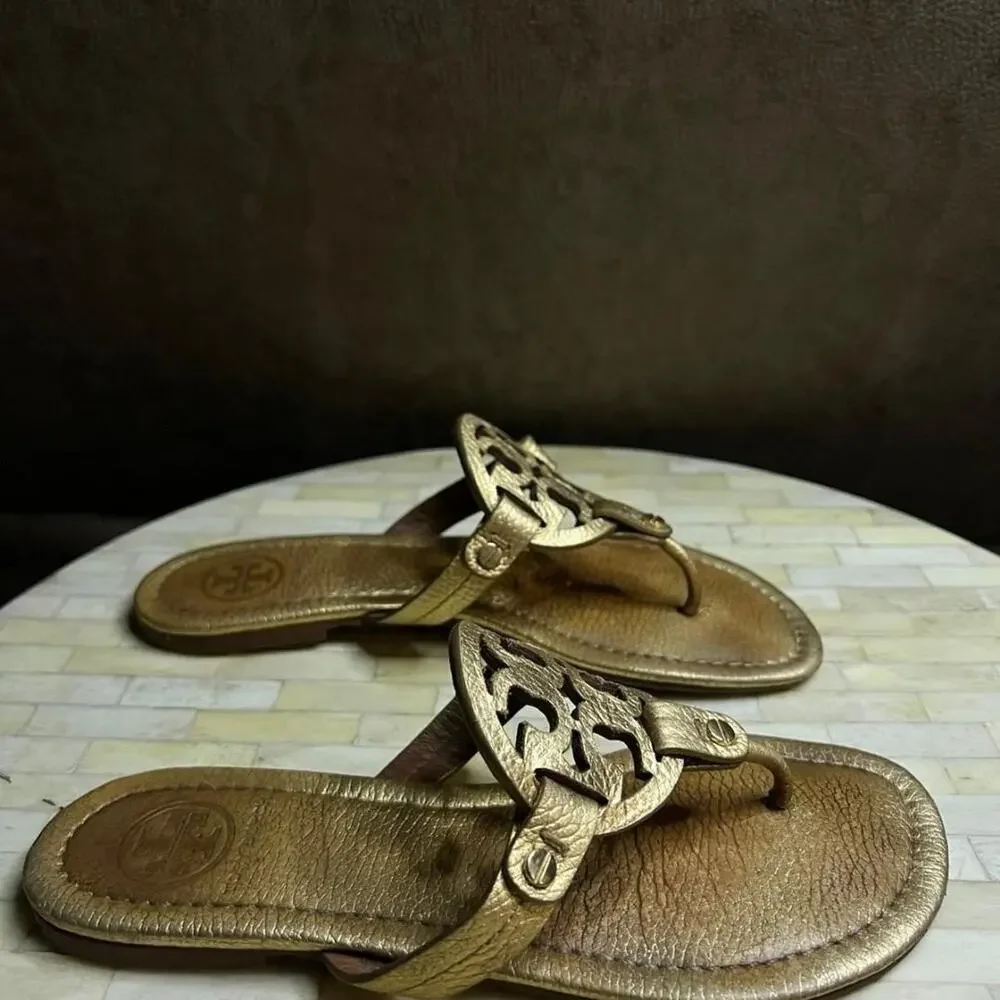 Tory Burch Miller Metallic Gold Sandals